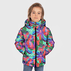 Куртка зимняя для мальчика Цветочный паттерн арт, цвет: 3D-светло-серый — фото 2
