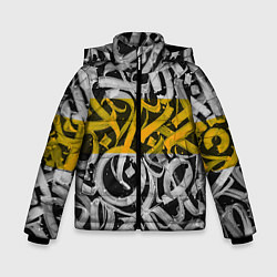 Куртка зимняя для мальчика Yellow Callicraphic, цвет: 3D-светло-серый