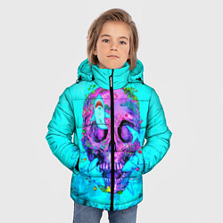 Куртка зимняя для мальчика Череп с акулами, цвет: 3D-черный — фото 2