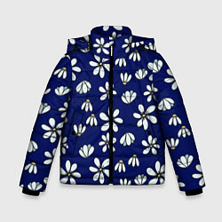 Зимняя куртка для мальчика Дудл ромашки на синем фоне - паттерн