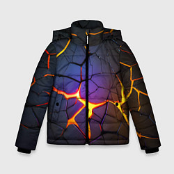 Куртка зимняя для мальчика Неоновые трещины - лава, цвет: 3D-красный