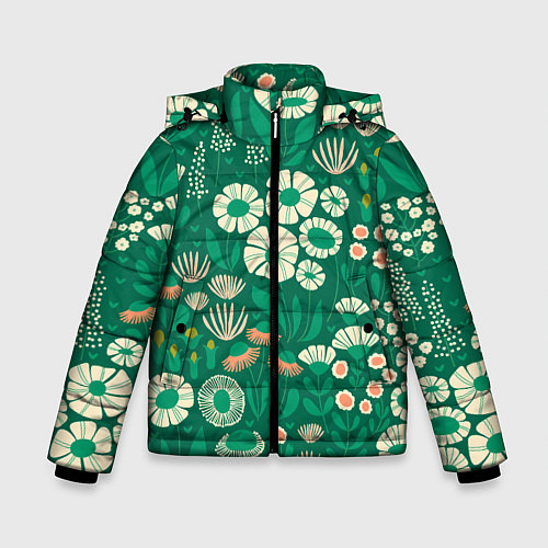 Зимняя куртка для мальчика Поле цветов / 3D-Черный – фото 1