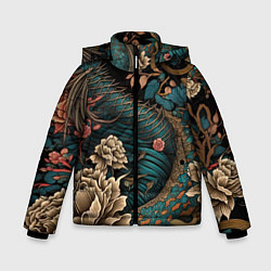 Куртка зимняя для мальчика Японский змей Irezumi, цвет: 3D-черный