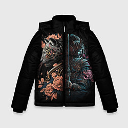 Куртка зимняя для мальчика Самурай и тигр, цвет: 3D-черный