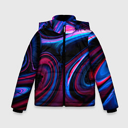 Куртка зимняя для мальчика Разводы красок и бензина неоновый, цвет: 3D-черный