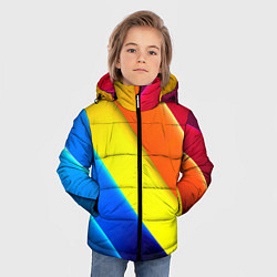 Куртка зимняя для мальчика Радужные полосы текстура, цвет: 3D-черный — фото 2