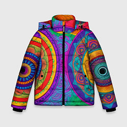 Куртка зимняя для мальчика Красочные этнические орнаменты, цвет: 3D-светло-серый