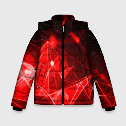 Куртка зимняя для мальчика Абстрактные красные лучи, цвет: 3D-черный
