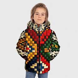 Куртка зимняя для мальчика Русский узор крестиком, цвет: 3D-красный — фото 2