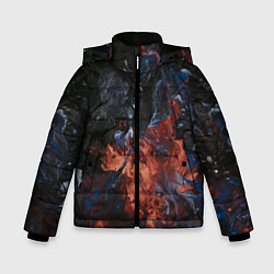 Куртка зимняя для мальчика Абстрактные брызги тёмных красок и воды, цвет: 3D-черный