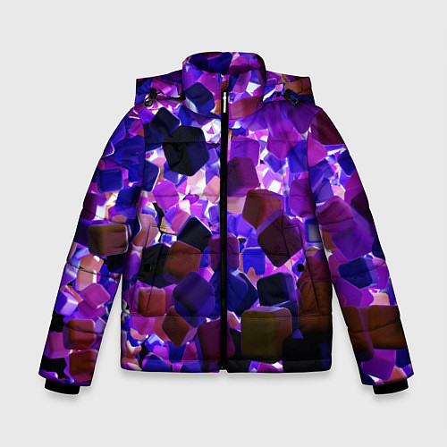 Зимняя куртка для мальчика Разноцветные воздушные кубики / 3D-Черный – фото 1