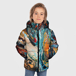 Куртка зимняя для мальчика Яркие разводы краски, цвет: 3D-черный — фото 2