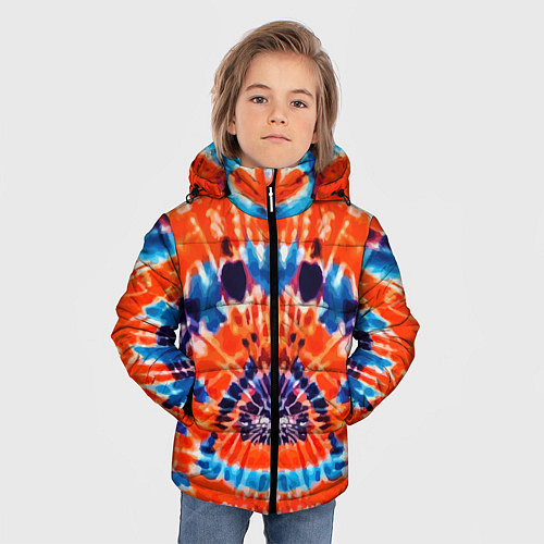 Зимняя куртка для мальчика Яркий стиль тай дай / 3D-Красный – фото 3