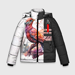 Куртка зимняя для мальчика Птичка на ветке, цвет: 3D-красный