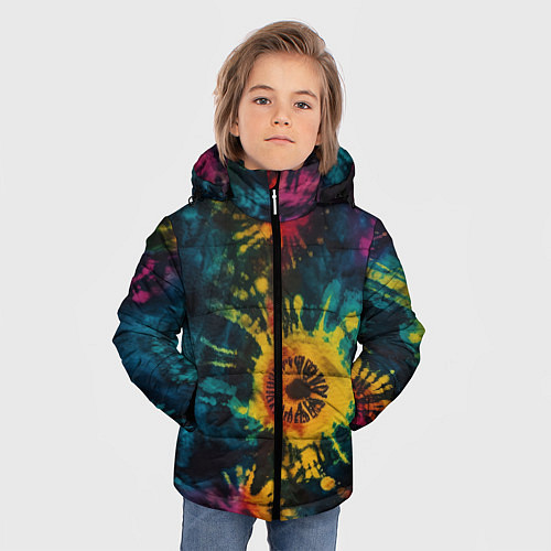 Зимняя куртка для мальчика Тай дай на темном фоне: арт нейросети / 3D-Красный – фото 3