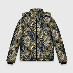Куртка зимняя для мальчика Оливковый тропический узор, цвет: 3D-светло-серый