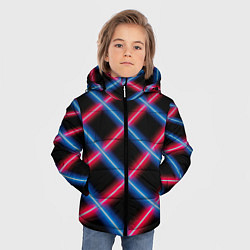 Куртка зимняя для мальчика Сетка из красного и синего неона, цвет: 3D-светло-серый — фото 2