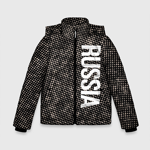 Зимняя куртка для мальчика Россия на фоне узора медного цвета / 3D-Черный – фото 1