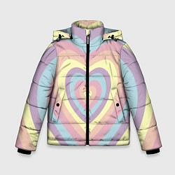 Куртка зимняя для мальчика Сердца пастельные оттенки, цвет: 3D-светло-серый