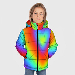 Куртка зимняя для мальчика Сердце - радужный градиент, цвет: 3D-красный — фото 2