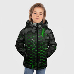 Куртка зимняя для мальчика Взрыв зеленых плит, цвет: 3D-черный — фото 2