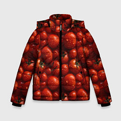Куртка зимняя для мальчика Сочная текстура из томатов, цвет: 3D-черный