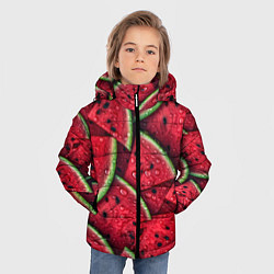 Куртка зимняя для мальчика Сочная текстура из долек арбуза, цвет: 3D-черный — фото 2
