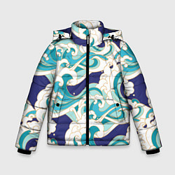 Куртка зимняя для мальчика Волны - паттерн - мода, цвет: 3D-светло-серый