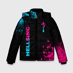 Куртка зимняя для мальчика Hellsing - neon gradient: надпись, символ, цвет: 3D-черный