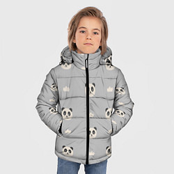 Куртка зимняя для мальчика Пандочки и облачка - паттерн серый, цвет: 3D-светло-серый — фото 2