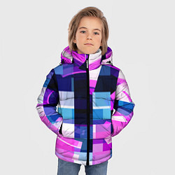 Куртка зимняя для мальчика Розовые фигуры и глитчи, цвет: 3D-красный — фото 2