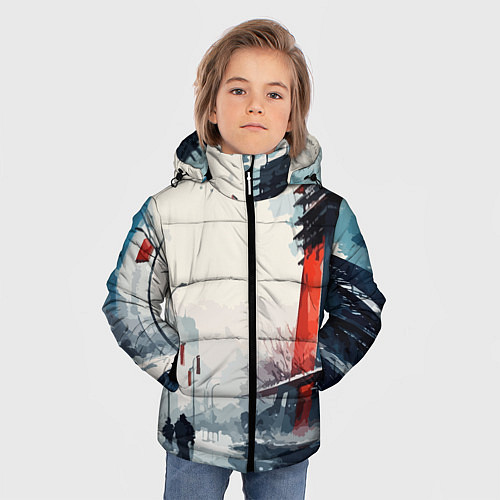 Зимняя куртка для мальчика Наш город - коллекция Бело-сине-красный - Хуф и Ся / 3D-Красный – фото 3