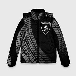 Куртка зимняя для мальчика Lamborghini tire tracks, цвет: 3D-черный