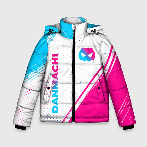 Зимняя куртка для мальчика DanMachi neon gradient style: надпись, символ / 3D-Черный – фото 1
