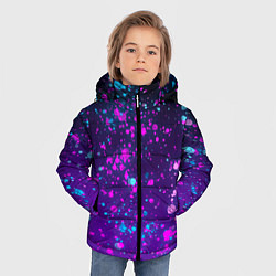 Куртка зимняя для мальчика Брызги чернил с неоновым свечением, цвет: 3D-черный — фото 2