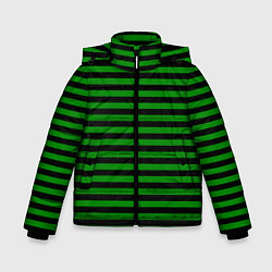 Куртка зимняя для мальчика Черно-зеленые полосы, цвет: 3D-красный