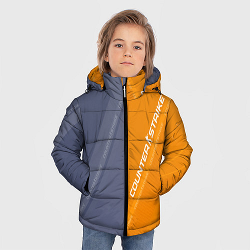 Зимняя куртка для мальчика Counter Strike 2 Blue Orange Pattern / 3D-Красный – фото 3