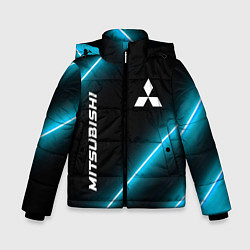 Куртка зимняя для мальчика Mitsubishi неоновые лампы, цвет: 3D-черный