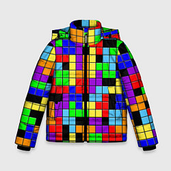 Куртка зимняя для мальчика Тетрис цветные блоки, цвет: 3D-красный