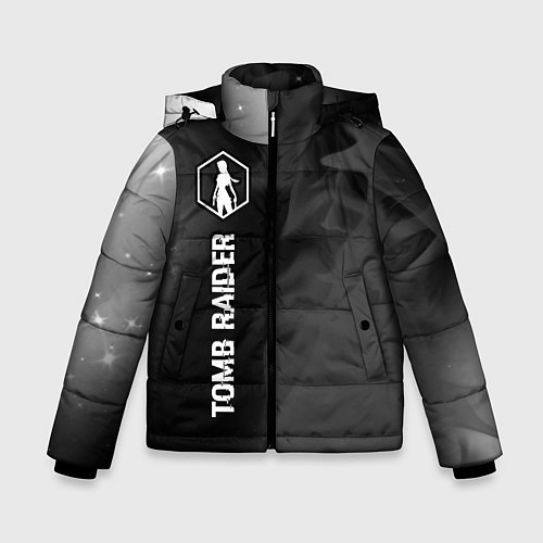Зимняя куртка для мальчика Tomb Raider glitch на темном фоне: по-вертикали / 3D-Черный – фото 1