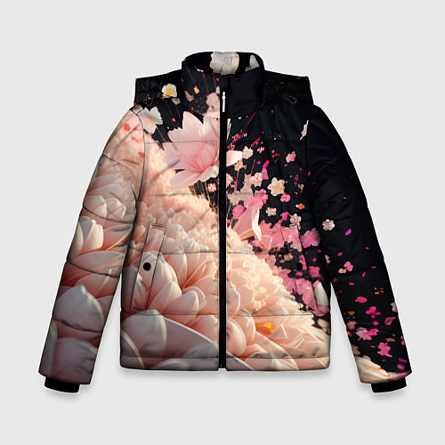 Зимняя куртка для мальчика Множество розовых цветов / 3D-Черный – фото 1
