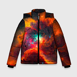 Зимняя куртка для мальчика Небула в космосе в оранжевых тонах - нейронная сет