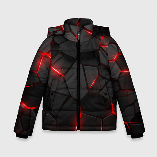 Зимняя куртка для мальчика Плиты с красной подсветкой / 3D-Черный – фото 1