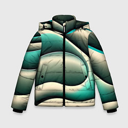 Куртка зимняя для мальчика Зеленая плавная волна, цвет: 3D-светло-серый