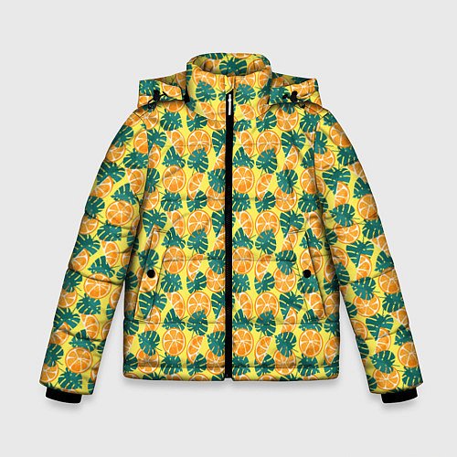 Зимняя куртка для мальчика Летний паттерн с апельсинами / 3D-Черный – фото 1