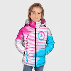 Куртка зимняя для мальчика Mercedes neon gradient style: надпись, символ, цвет: 3D-черный — фото 2