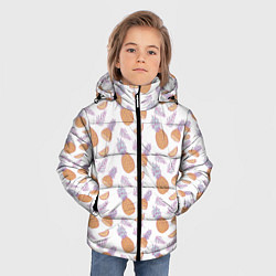 Куртка зимняя для мальчика Ананасы паттерн, цвет: 3D-светло-серый — фото 2