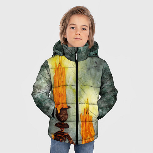 Зимняя куртка для мальчика Две свечи / 3D-Красный – фото 3