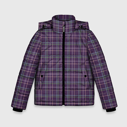 Зимняя куртка для мальчика Джентльмены Шотландка темно-фиолетовая / 3D-Черный – фото 1
