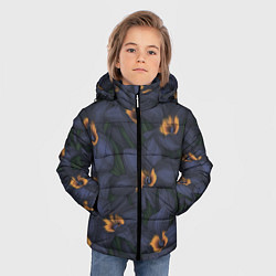 Куртка зимняя для мальчика Темно-синие цветы, цвет: 3D-светло-серый — фото 2